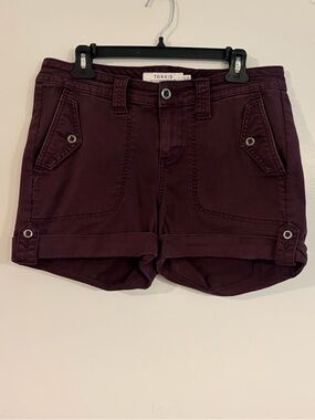 Torrid First At Fit Shorts Women's purple Cuffed Utility Roll Tab Fits